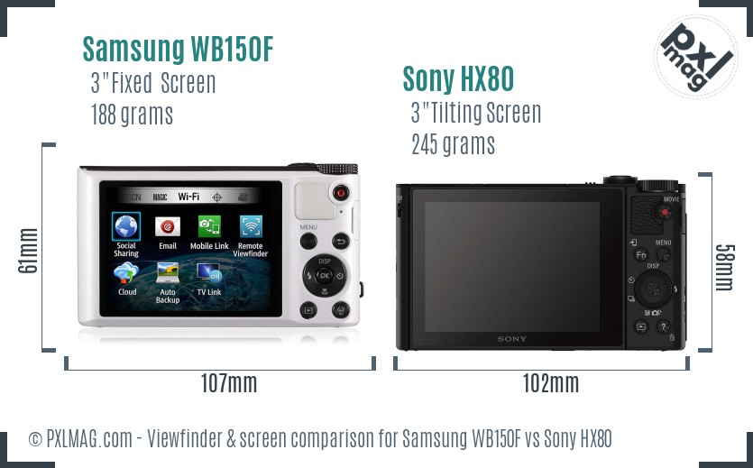 Samsung WB150F vs Sony HX80 Screen and Viewfinder comparison