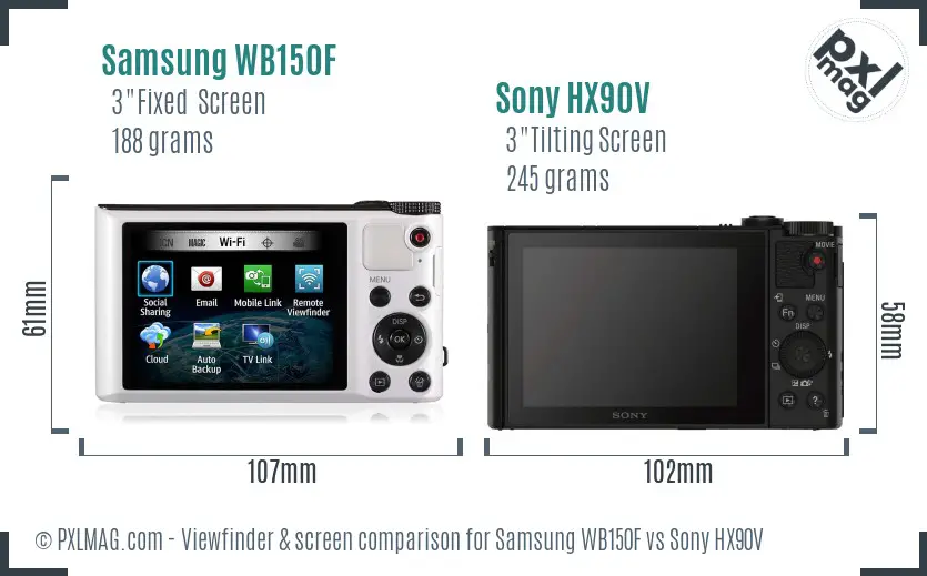 Samsung WB150F vs Sony HX90V Screen and Viewfinder comparison