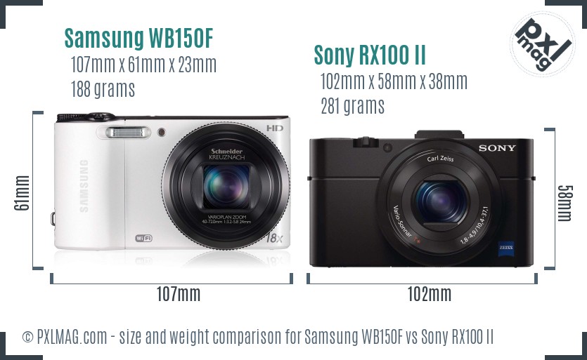 Samsung WB150F vs Sony RX100 II size comparison Samsung WB150F vs Sony RX100 II size comparison