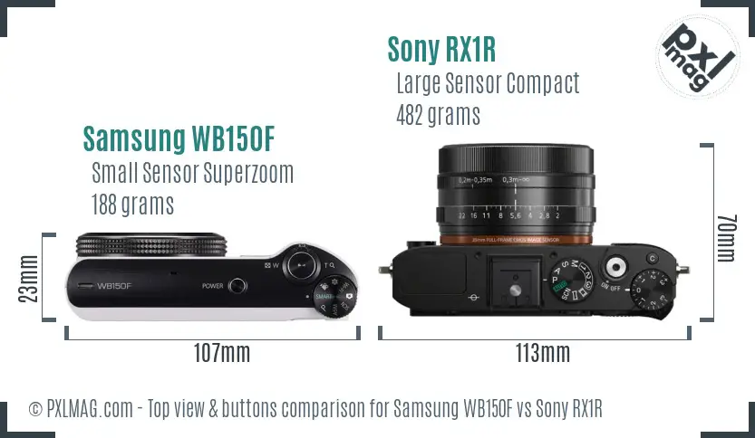 Samsung WB150F vs Sony RX1R top view buttons comparison