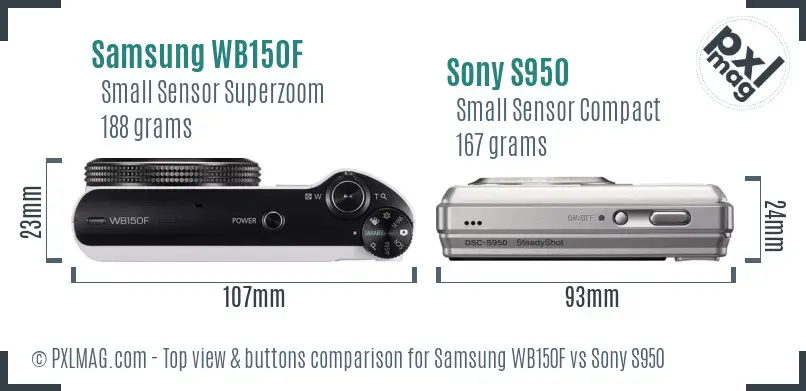 Samsung WB150F vs Sony S950 top view buttons comparison