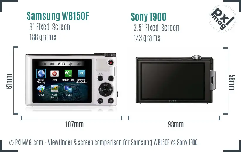 Samsung WB150F vs Sony T900 Screen and Viewfinder comparison Samsung WB150F vs Sony T900 Screen and Viewfinder comparison