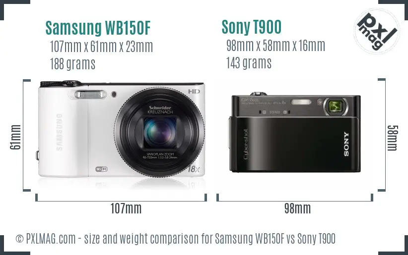 Samsung WB150F vs Sony T900 size comparison Samsung WB150F vs Sony T900 size comparison