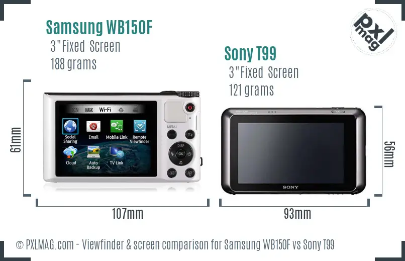 Samsung WB150F vs Sony T99 Screen and Viewfinder comparison