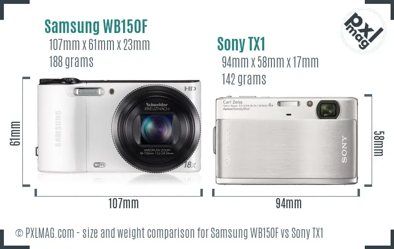 Samsung WB150F vs Sony TX1 size comparison
