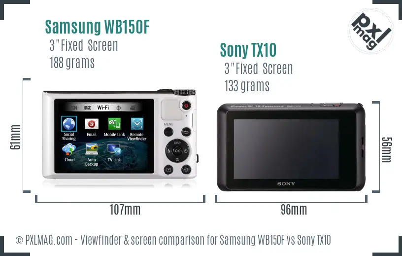 Samsung WB150F vs Sony TX10 Screen and Viewfinder comparison Samsung WB150F vs Sony TX10 Screen and Viewfinder comparison
