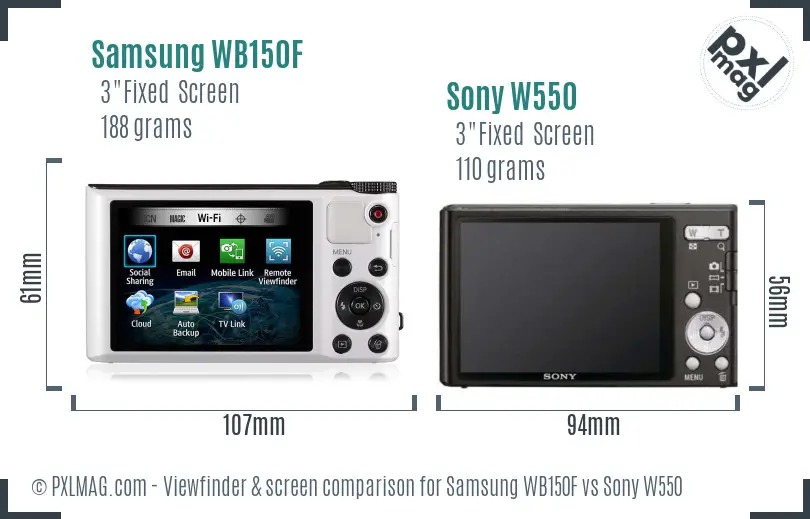 Samsung WB150F vs Sony W550 Screen and Viewfinder comparison Samsung WB150F vs Sony W550 Screen and Viewfinder comparison