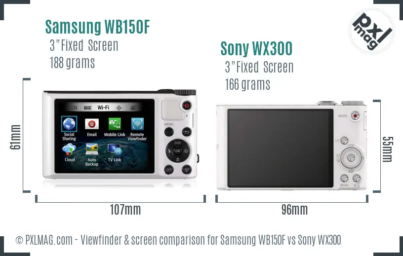 Samsung WB150F vs Sony WX300 Screen and Viewfinder comparison