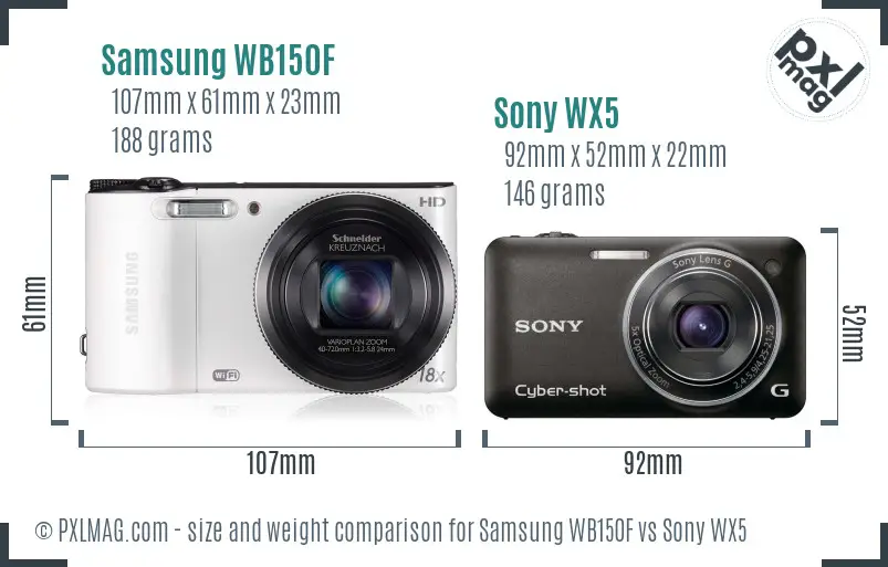 Samsung WB150F vs Sony WX5 size comparison Samsung WB150F vs Sony WX5 size comparison