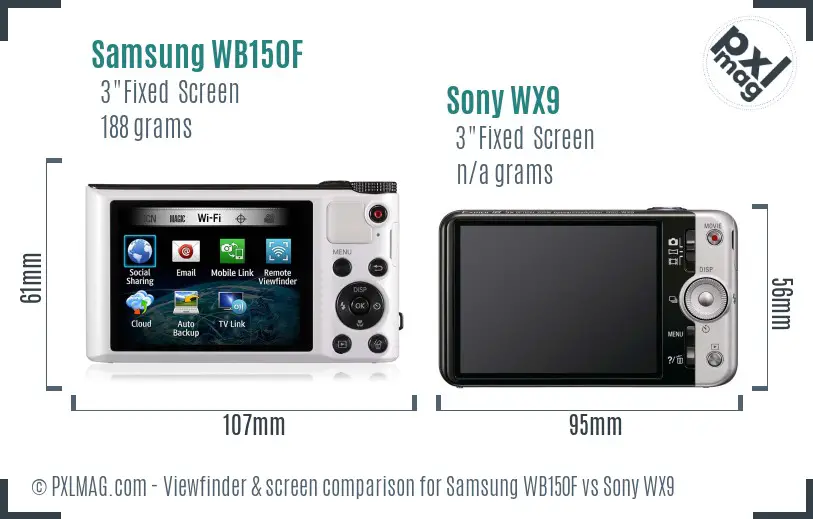 Samsung WB150F vs Sony WX9 Screen and Viewfinder comparison