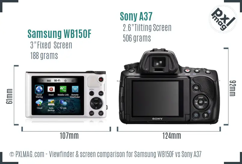 Samsung WB150F vs Sony A37 Screen and Viewfinder comparison Samsung WB150F vs Sony A37 Screen and Viewfinder comparison