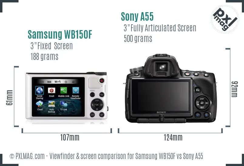 Samsung WB150F vs Sony A55 Screen and Viewfinder comparison Samsung WB150F vs Sony A55 Screen and Viewfinder comparison