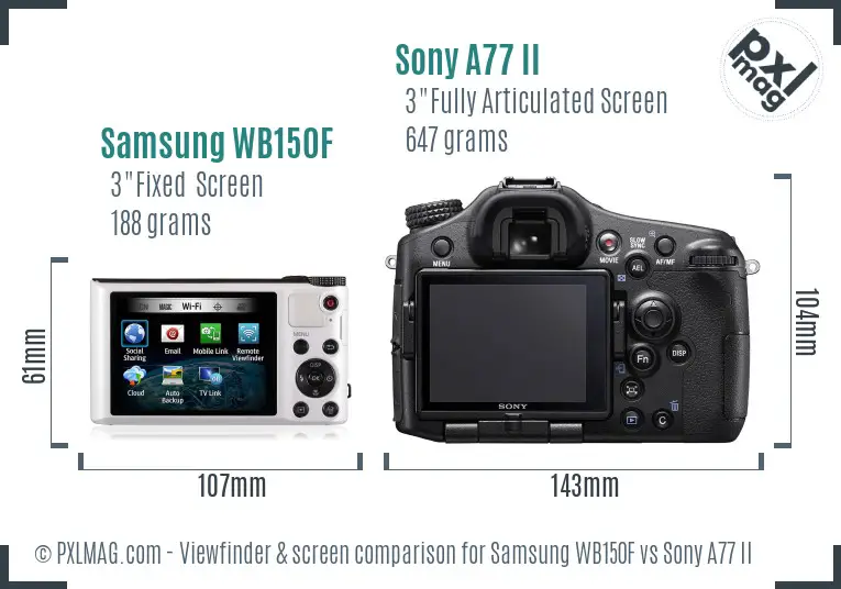 Samsung WB150F vs Sony A77 II Screen and Viewfinder comparison Samsung WB150F vs Sony A77 II Screen and Viewfinder comparison