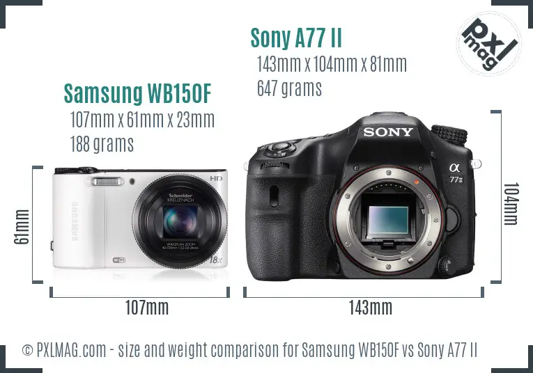 Samsung WB150F vs Sony A77 II size comparison Samsung WB150F vs Sony A77 II size comparison
