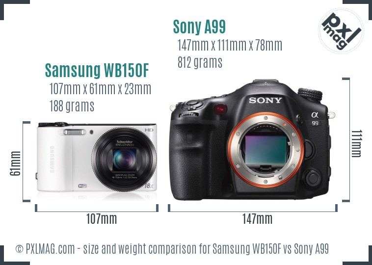 Samsung WB150F vs Sony A99 size comparison Samsung WB150F vs Sony A99 size comparison