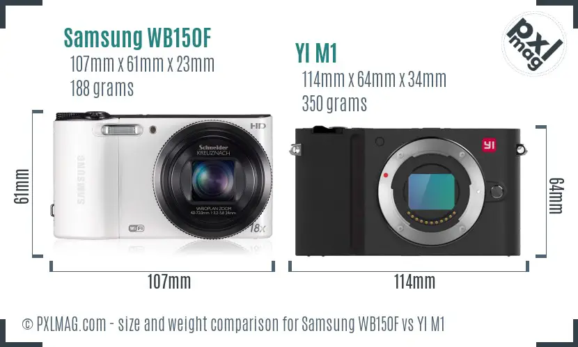 Samsung WB150F vs YI M1 size comparison Samsung WB150F vs YI M1 size comparison