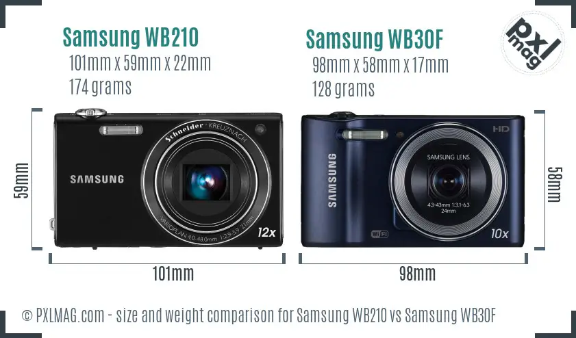 Samsung WB210 vs Samsung WB30F size comparison