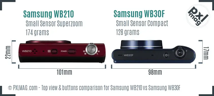 Samsung WB210 vs Samsung WB30F top view buttons comparison
