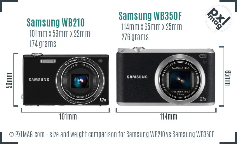 Samsung WB210 vs Samsung WB350F size comparison