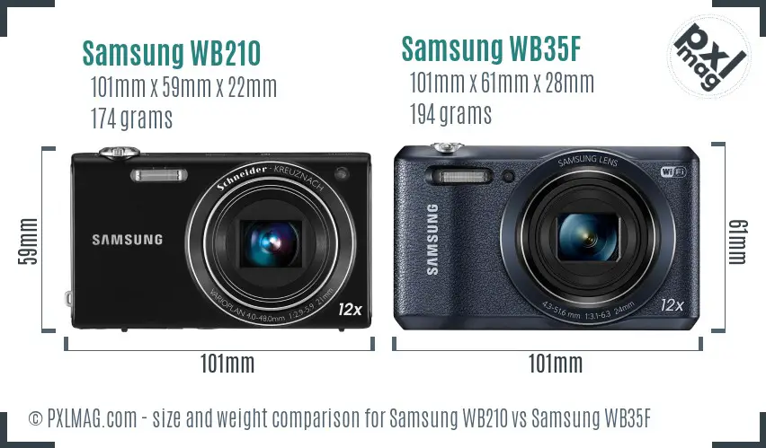 Samsung WB210 vs Samsung WB35F size comparison