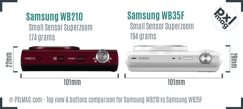Samsung WB210 vs Samsung WB35F top view buttons comparison