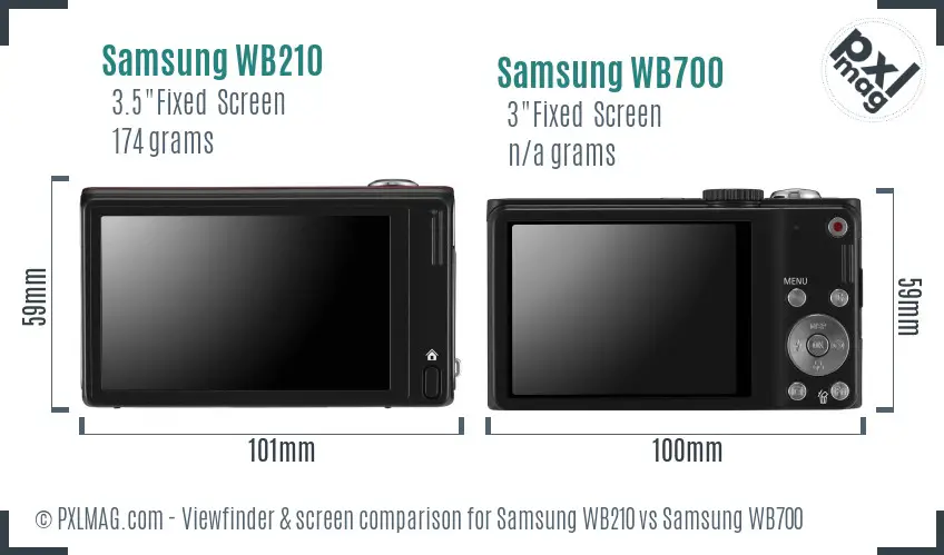 Samsung WB210 vs Samsung WB700 Screen and Viewfinder comparison