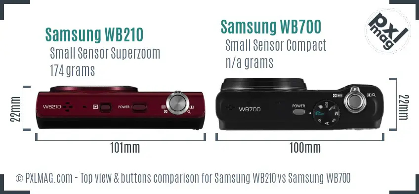 Samsung WB210 vs Samsung WB700 top view buttons comparison
