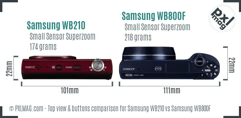 Samsung WB210 vs Samsung WB800F top view buttons comparison