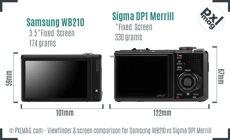 Samsung WB210 vs Sigma DP1 Merrill Screen and Viewfinder comparison