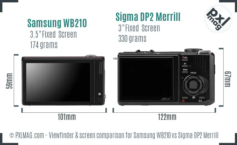 Samsung WB210 vs Sigma DP2 Merrill Screen and Viewfinder comparison