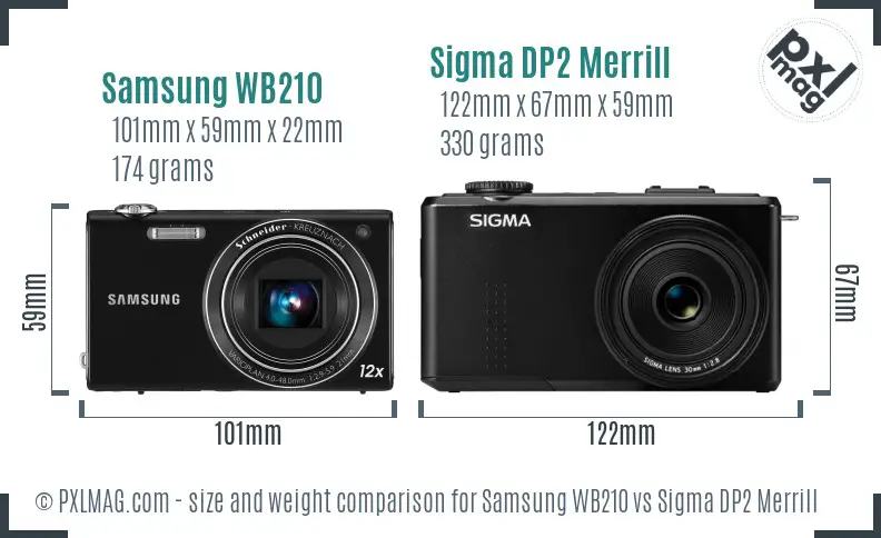 Samsung WB210 vs Sigma DP2 Merrill size comparison