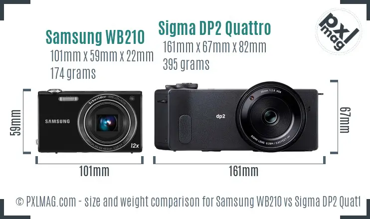 Samsung WB210 vs Sigma DP2 Quattro size comparison