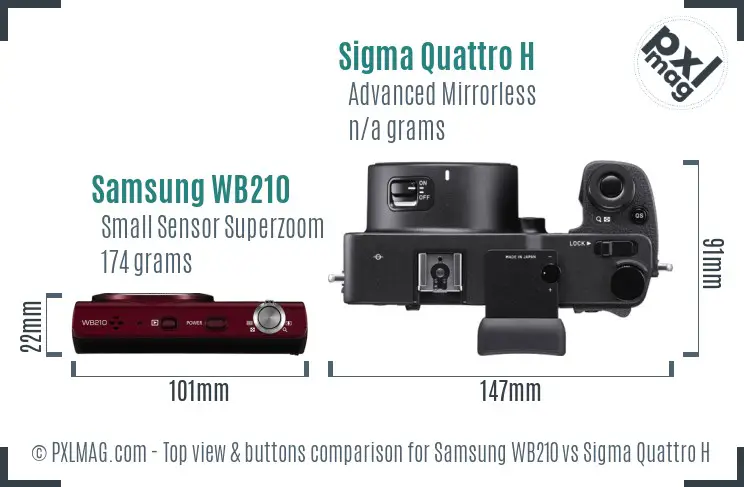 Samsung WB210 vs Sigma Quattro H top view buttons comparison
