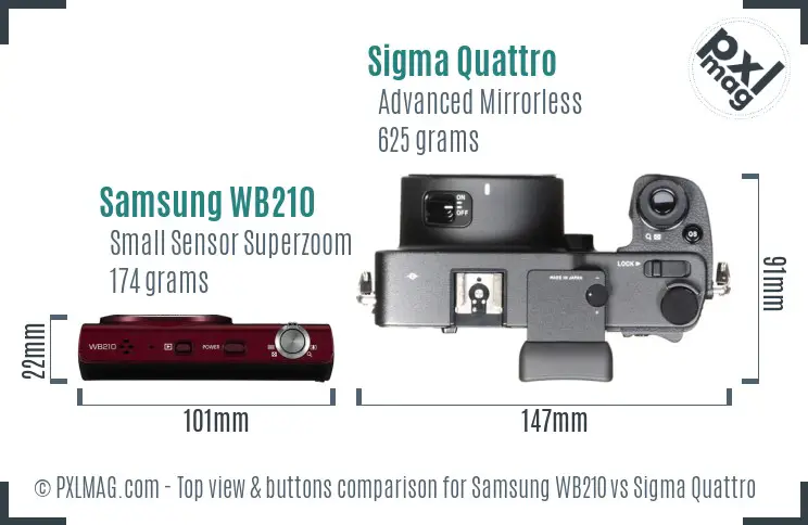 Samsung WB210 vs Sigma Quattro top view buttons comparison