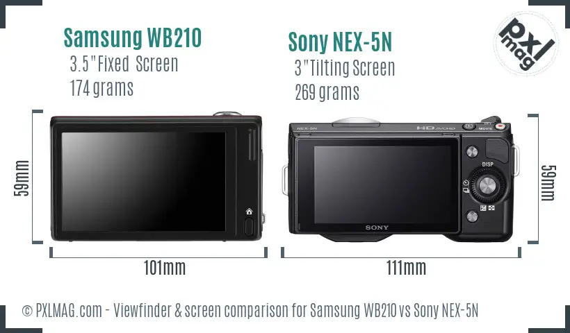 Samsung WB210 vs Sony NEX-5N Screen and Viewfinder comparison Samsung WB210 vs Sony NEX-5N Screen and Viewfinder comparison