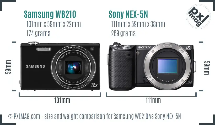 Samsung WB210 vs Sony NEX-5N size comparison Samsung WB210 vs Sony NEX-5N size comparison