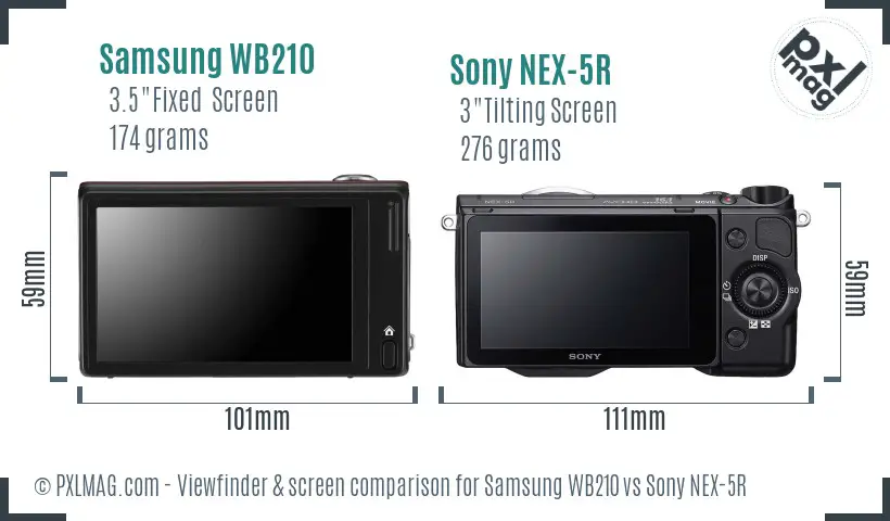 Samsung WB210 vs Sony NEX-5R Screen and Viewfinder comparison Samsung WB210 vs Sony NEX-5R Screen and Viewfinder comparison