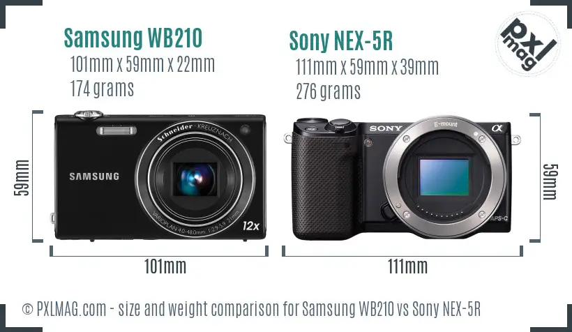 Samsung WB210 vs Sony NEX-5R size comparison Samsung WB210 vs Sony NEX-5R size comparison