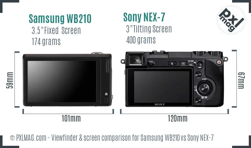 Samsung WB210 vs Sony NEX-7 Screen and Viewfinder comparison