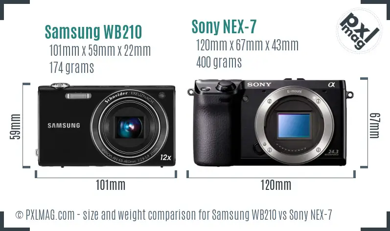 Samsung WB210 vs Sony NEX-7 size comparison