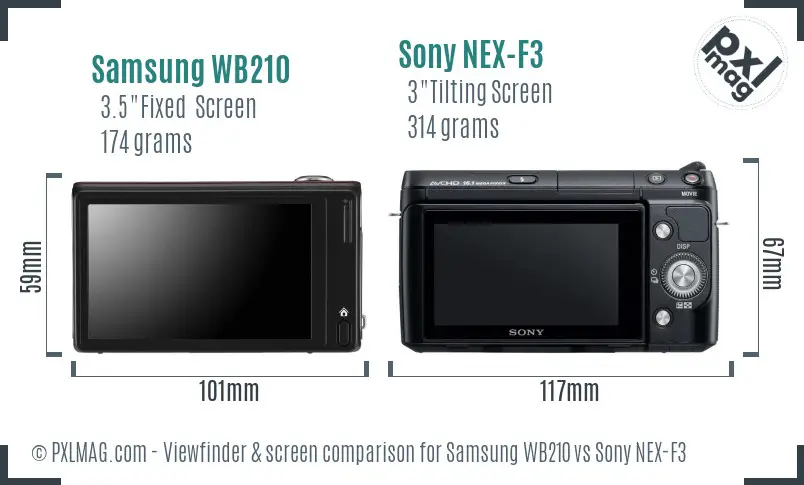 Samsung WB210 vs Sony NEX-F3 Screen and Viewfinder comparison Samsung WB210 vs Sony NEX-F3 Screen and Viewfinder comparison