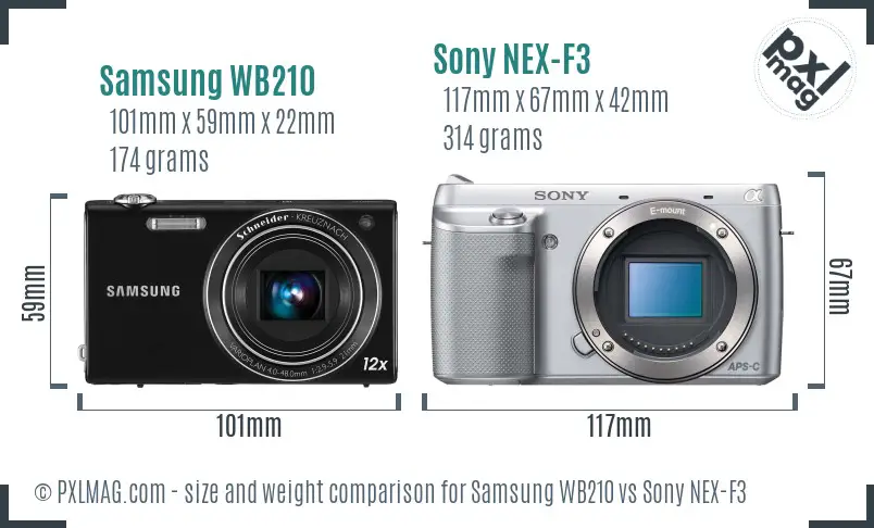 Samsung WB210 vs Sony NEX-F3 size comparison Samsung WB210 vs Sony NEX-F3 size comparison