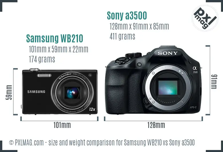 Samsung WB210 vs Sony a3500 size comparison