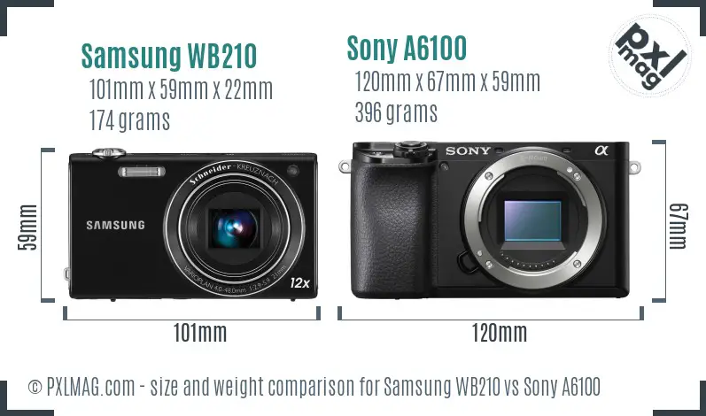 Samsung WB210 vs Sony A6100 size comparison Samsung WB210 vs Sony A6100 size comparison