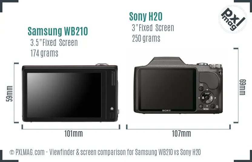 Samsung WB210 vs Sony H20 Screen and Viewfinder comparison Samsung WB210 vs Sony H20 Screen and Viewfinder comparison