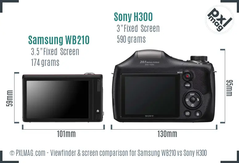 Samsung WB210 vs Sony H300 Screen and Viewfinder comparison