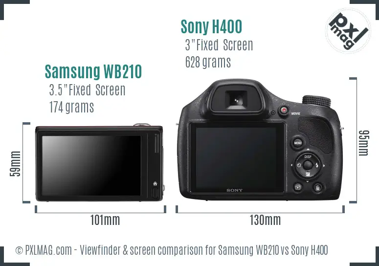 Samsung WB210 vs Sony H400 Screen and Viewfinder comparison