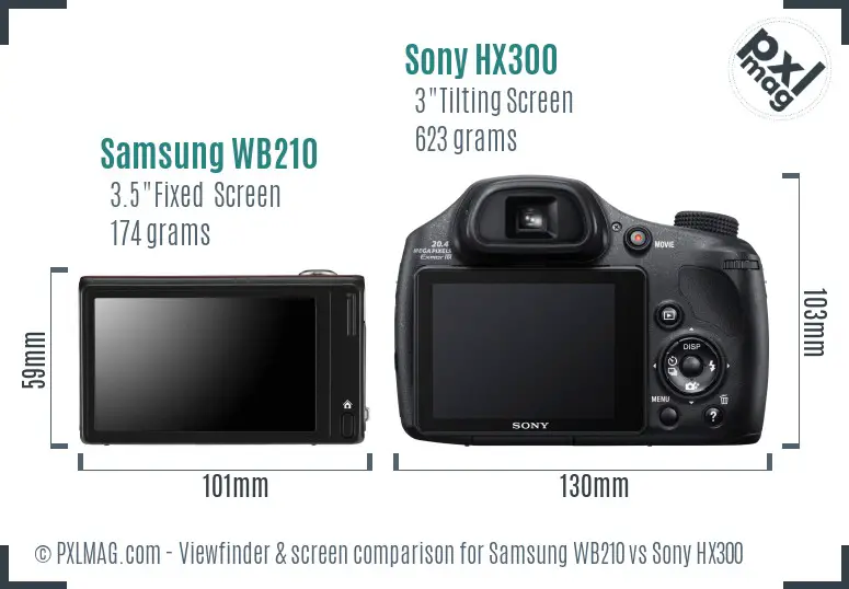 Samsung WB210 vs Sony HX300 Screen and Viewfinder comparison