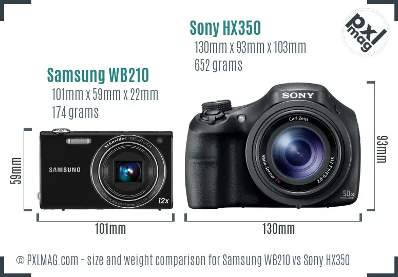 Samsung WB210 vs Sony HX350 size comparison Samsung WB210 vs Sony HX350 size comparison