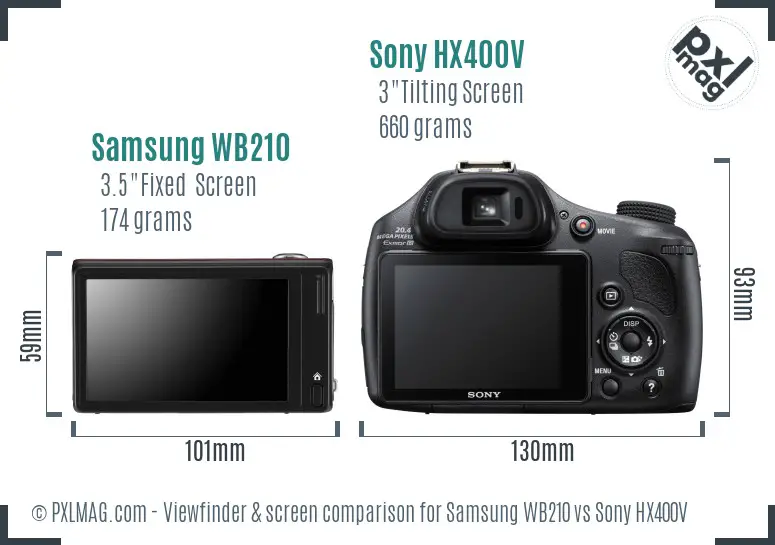 Samsung WB210 vs Sony HX400V Screen and Viewfinder comparison